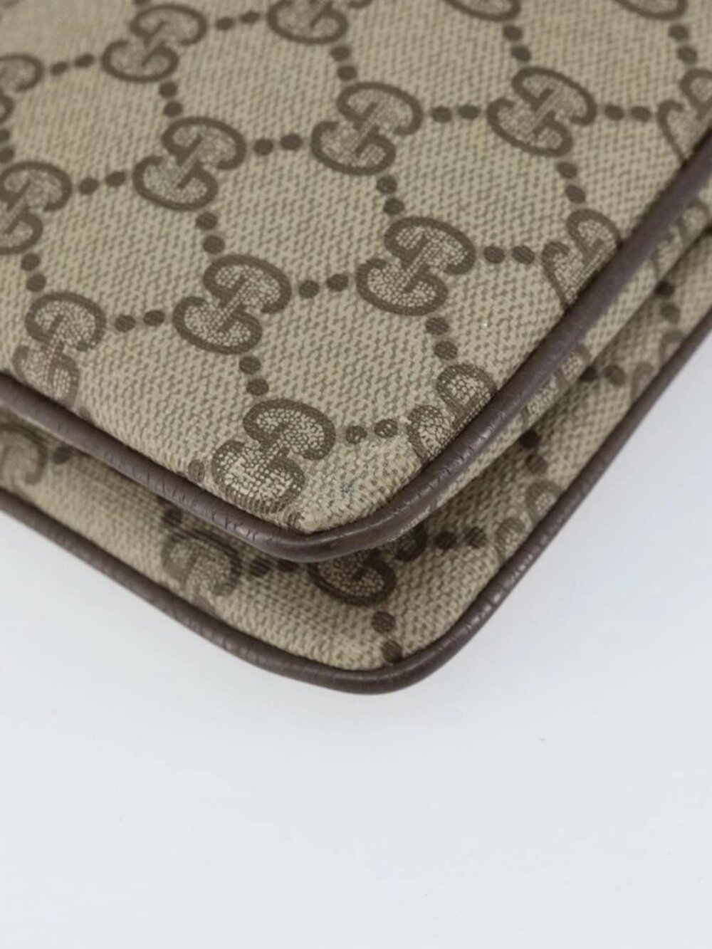 GUCCI GG Supreme Web Sherry Line Bag PVC Beige Gold 96 02 035 Auth 170489 - Picture 5 of 16